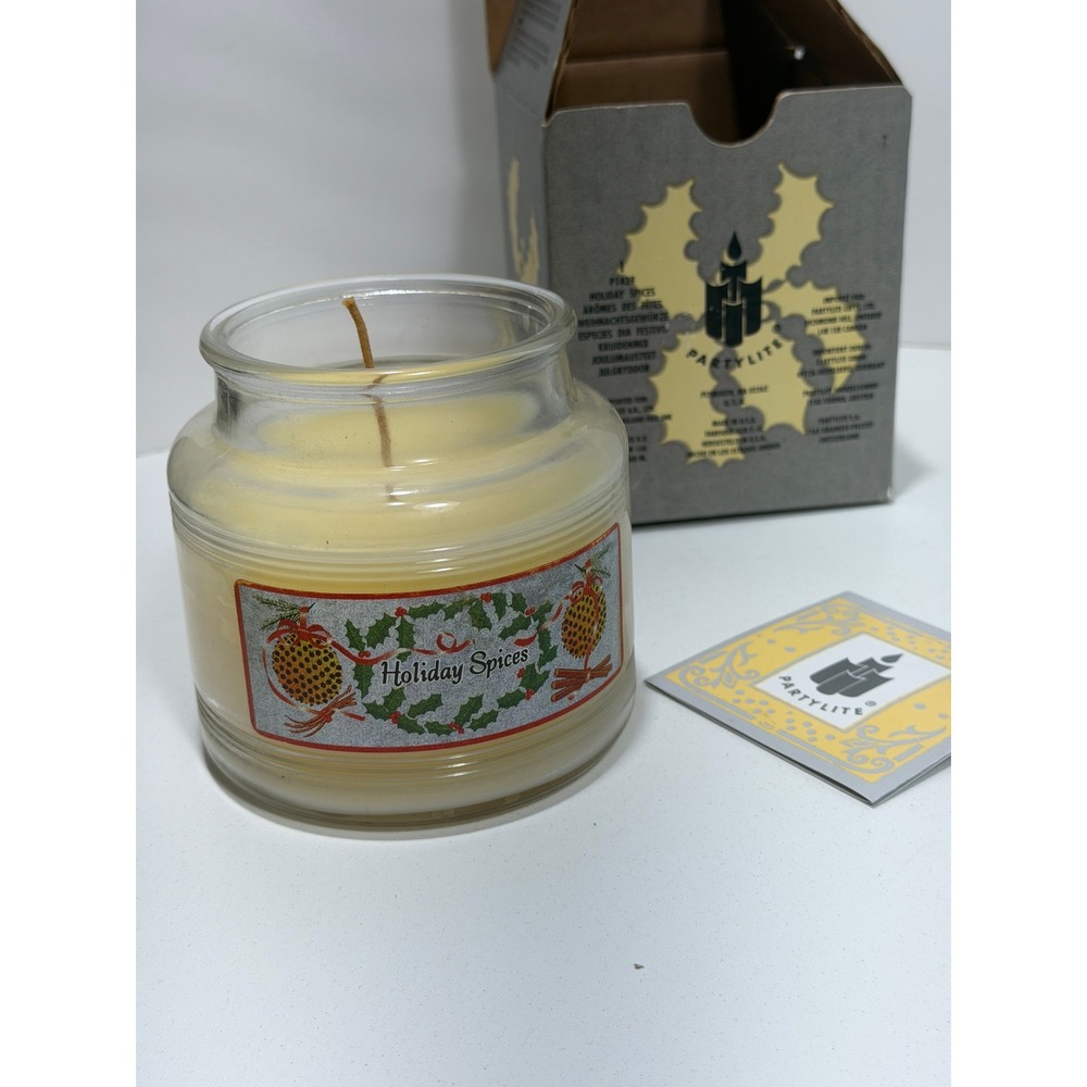 PartyLite Holiday Spices Scented Jar Candle P1439 with Frosted Lid and Box - Picture 7 of 7